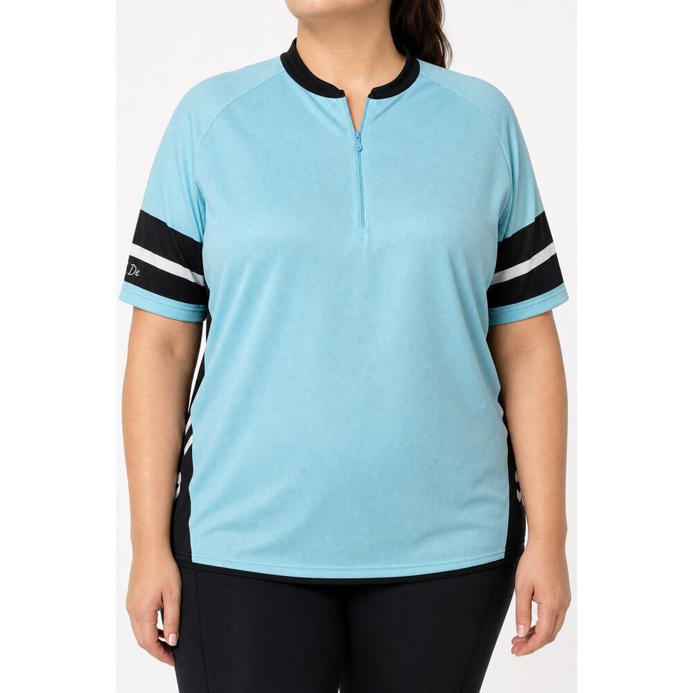 sTwin Six Club Raglan Womens 2XL/XXL Light Blue Blk Short Sleeve Cycling Jersey
